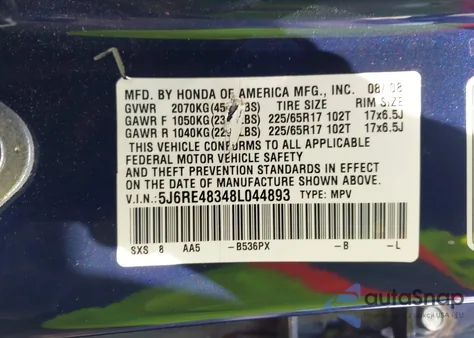 2008 Honda Cr-V Lx z USA, uszkodzony, nr VIN 5J6RE48348L044893